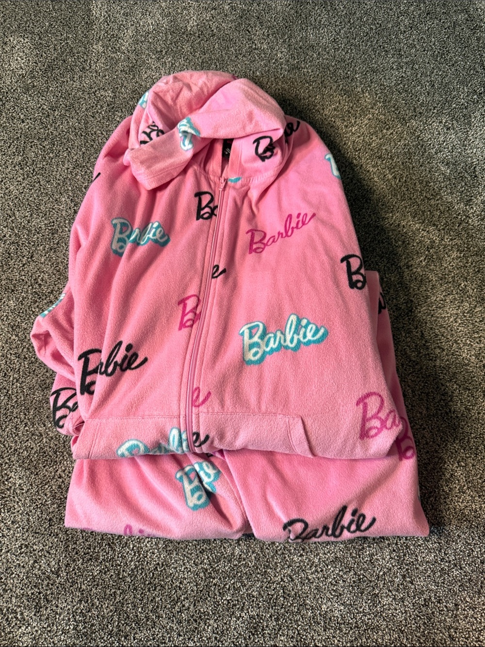 Barbie Pink Fleece Zip-Front Onesie Size 5/6